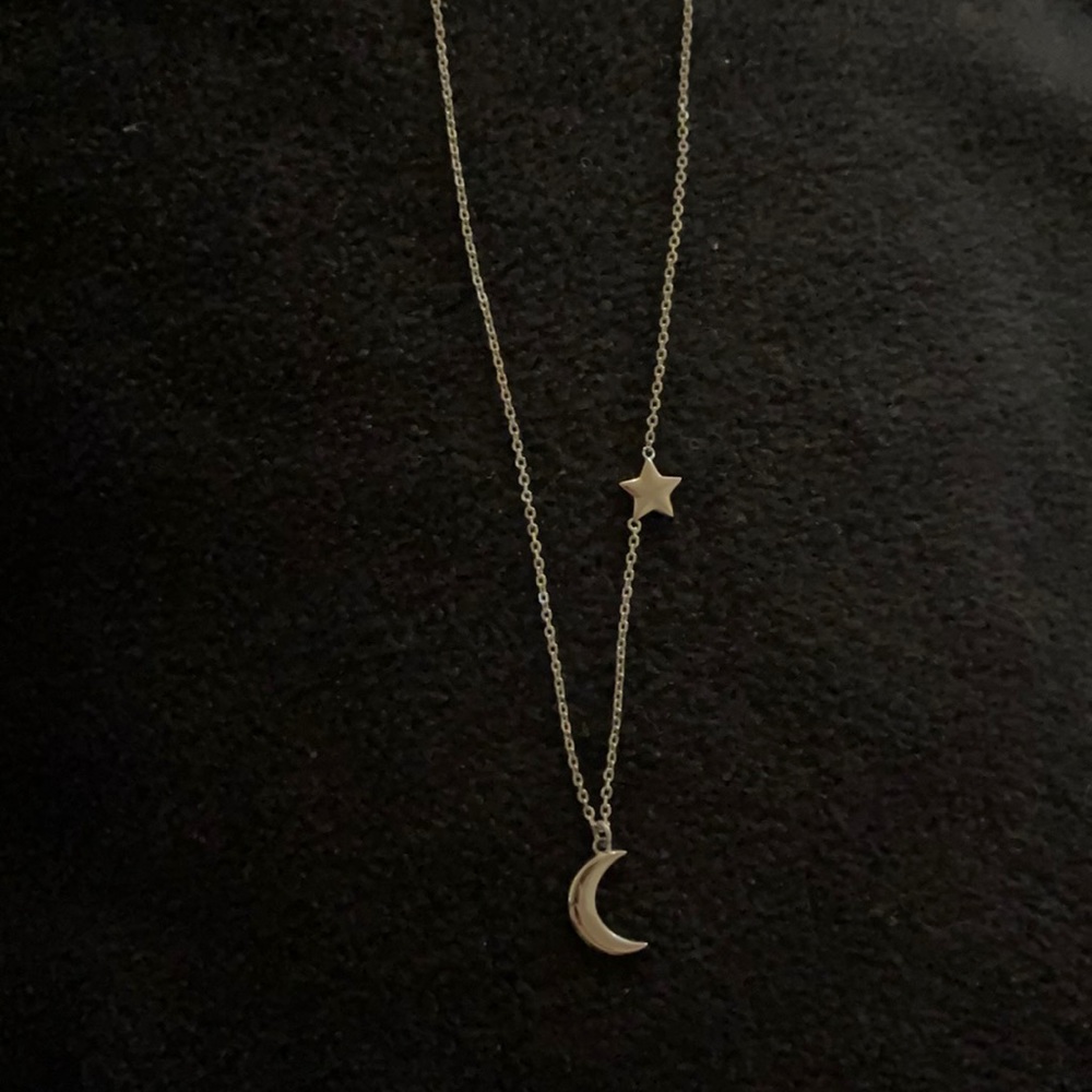 Sterling silver moon and star necklace